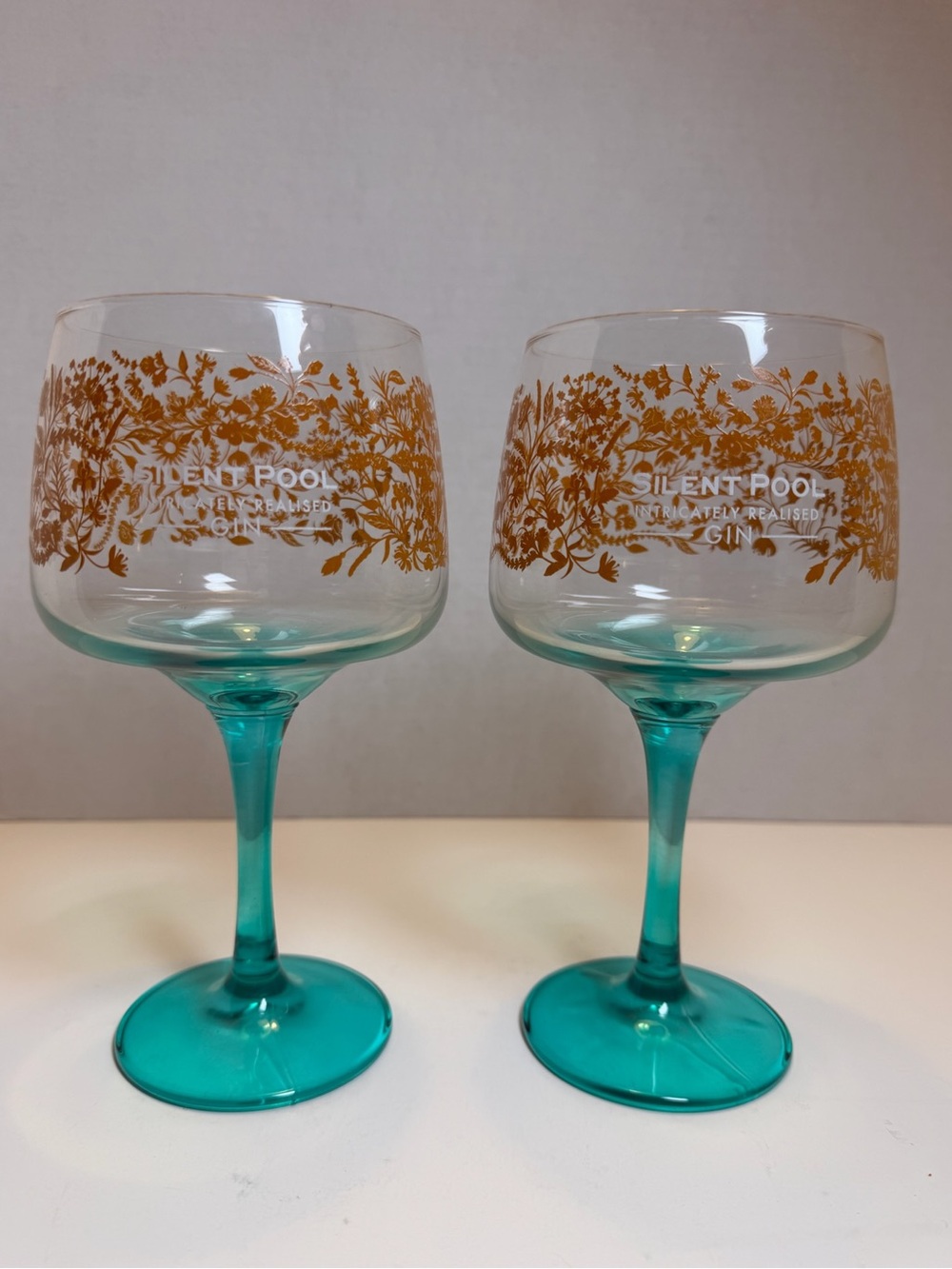 (2) Silent Pool Gin Copa 8” Balloon Glasses Stemware